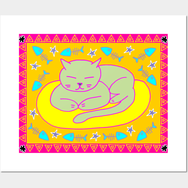 Cat Nap Wall Art by funkyfolkart